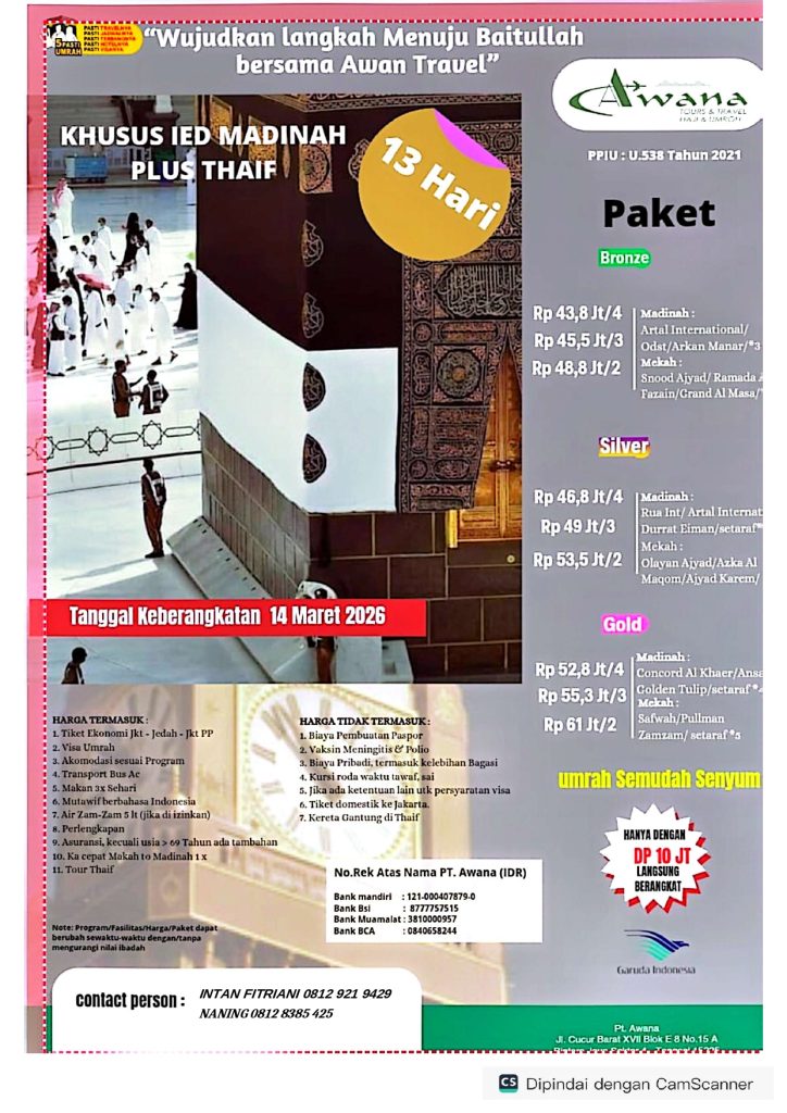 UMRAH EID MADINAH PLUS THAIF 13 HARI BY GARUDA